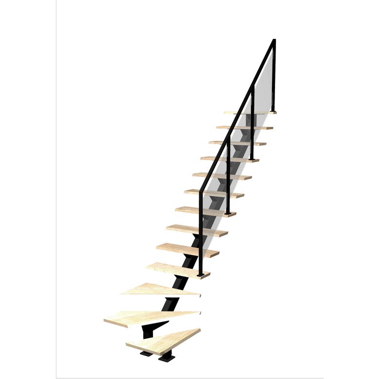 Escalier Elliot 1/4 t. bas Hêtre Evence Vernis inc. h.274 R.280 Droite Main Image