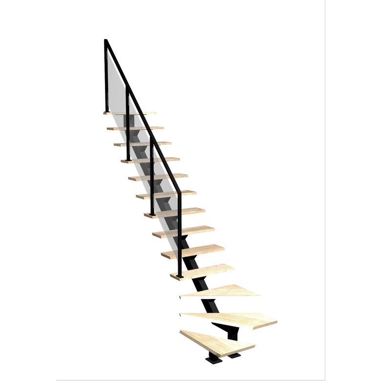 Escalier Elliot 1/4 t. bas Hêtre Evence Moyen h.274 R.280 Gauche Main Image