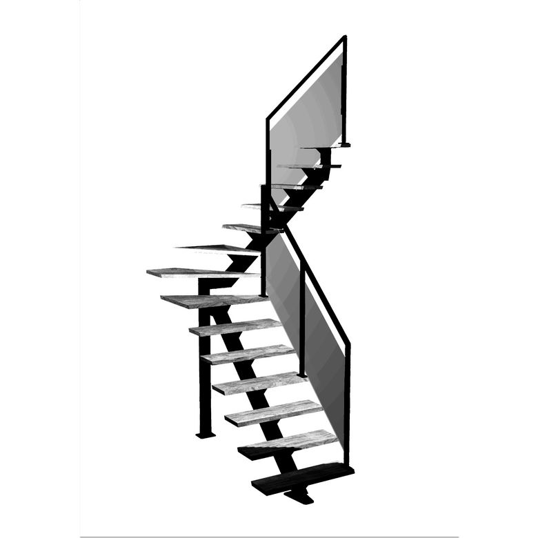 Escalier Elliot 1/4 t. inter Hêtre Evence Noir h.274 R.176 Droite Main Image