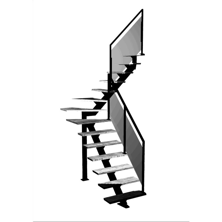Escalier Elliot quart tournant intermédiaire rampe Evence