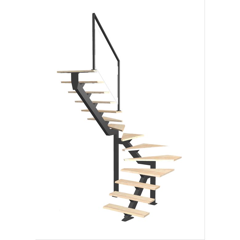 Escalier Elliot 2/4 t. inter Hêtre Evence  h.274 R.180 Gauche Main Image