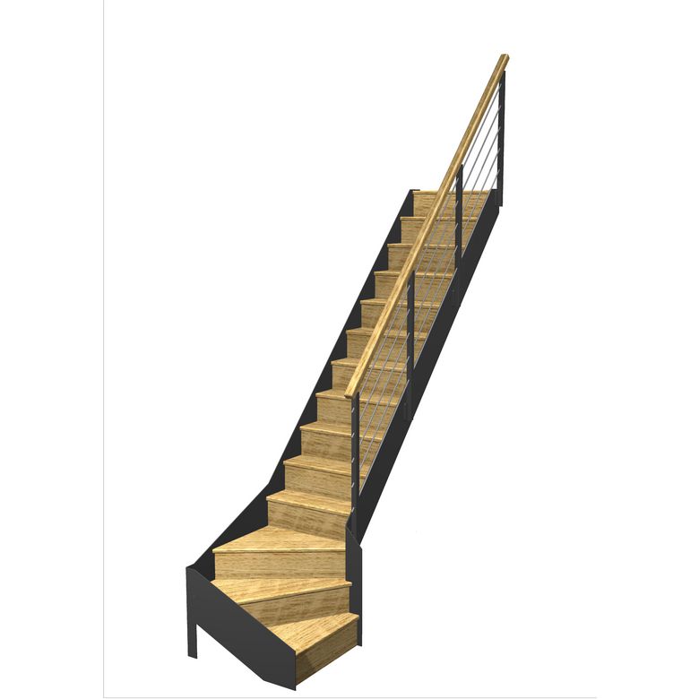 Escalier Esteban quart tournant bas rampe Epure tubes