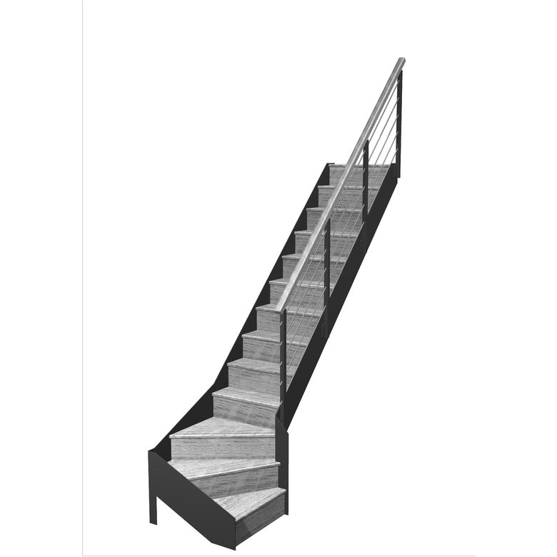 Escalier Esteban quart tournant bas rampe Epure tubes