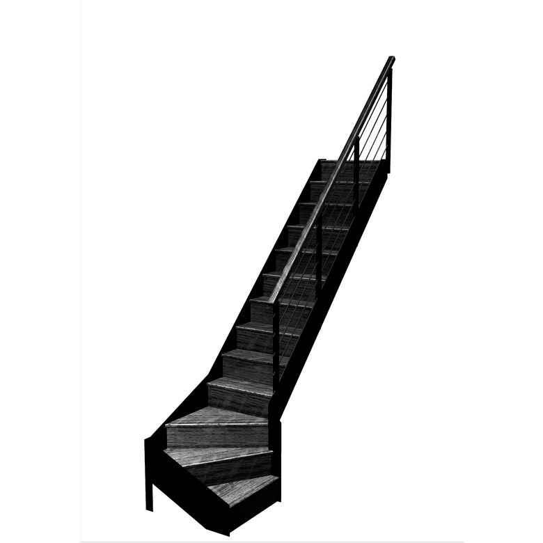 Escalier Esteban quart tournant bas rampe Epure tubes