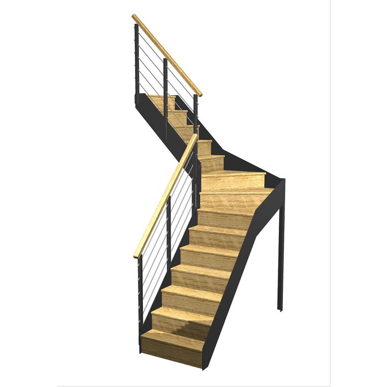 Escalier Esteban quart tournant intermédiaire avec rampe Epure tubes