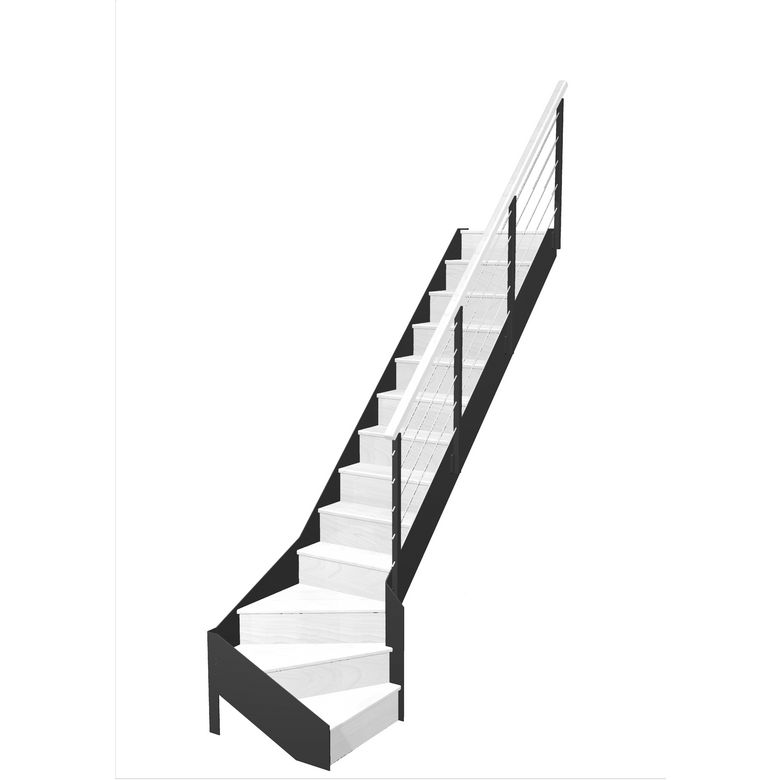 Escalier Esteban quart tournant bas rampe Epure tubes