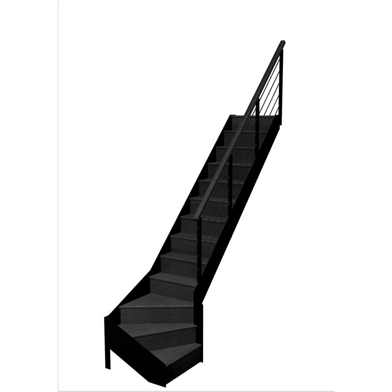 Escalier Esteban quart tournant bas rampe Epure tubes