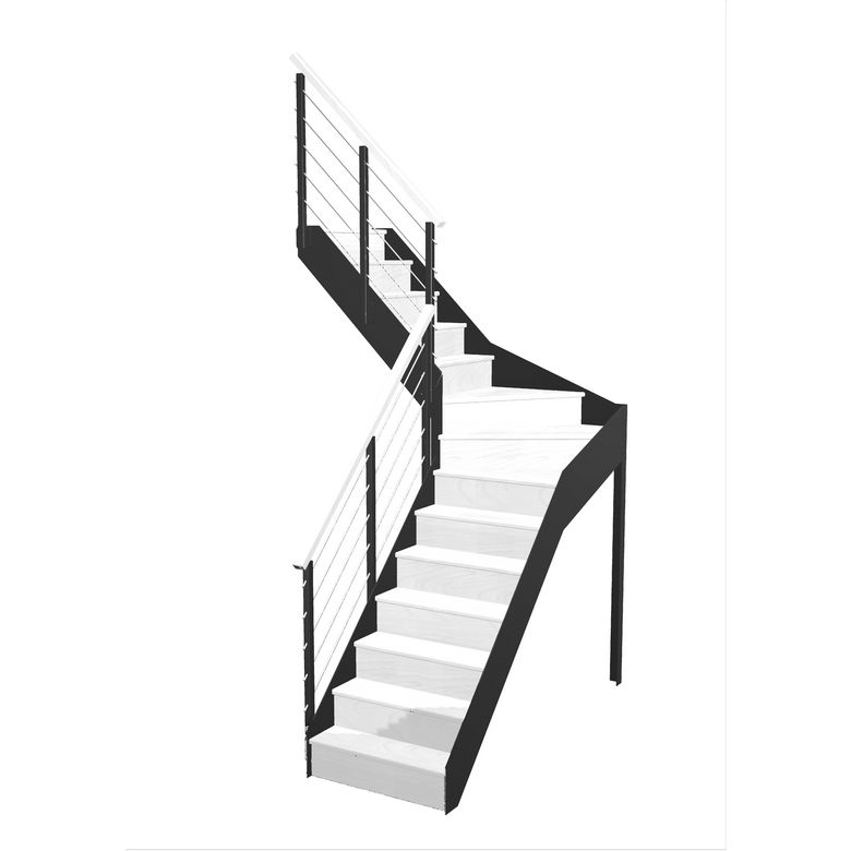 Escalier Esteban quart tournant intermédiaire avec rampe Epure tubes