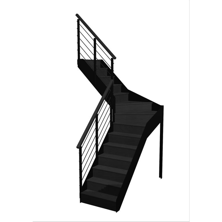 Escalier Esteban quart tournant intermédiaire avec rampe Epure tubes