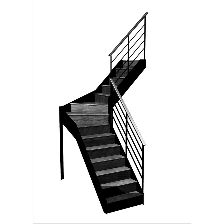 Escalier Esteban quart tournant intermédiaire rampe Fera main bois