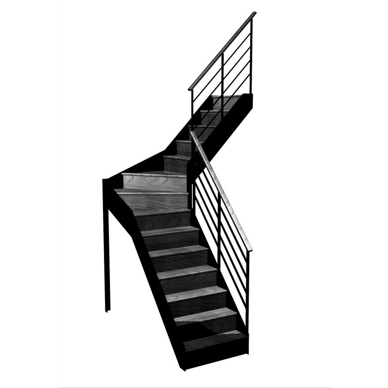 Escalier Esteban quart tournant intermédiaire rampe Fera main bois