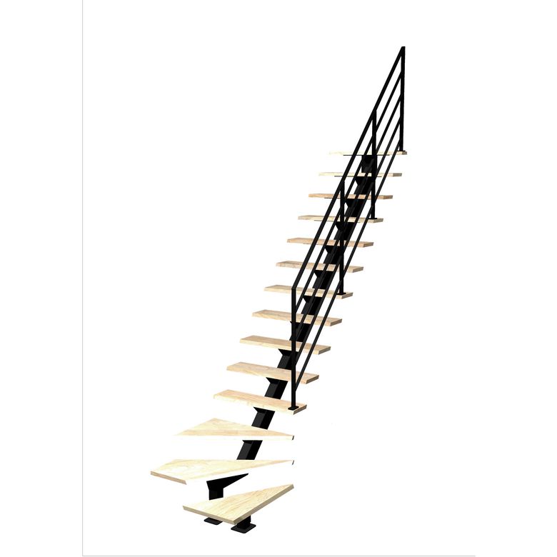 Escalier Elliot 1/4 t. bas Hêtre Fera  h.286 R.282 Droite Main Image