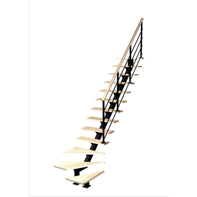 Escalier Elliot 1/4 t. bas Hêtre Eva Vernis inc. h.274 R.280 Droite Main Image