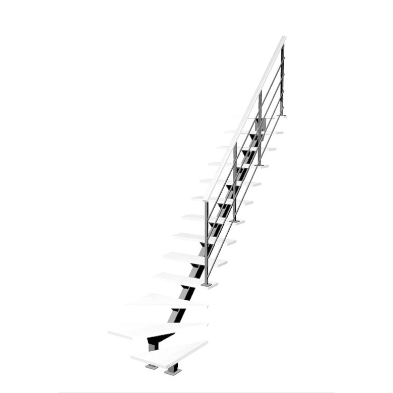 Escalier Elliot 1/4 t. bas Hêtre Eva Blanc h.274 R.280 Droite Main Image