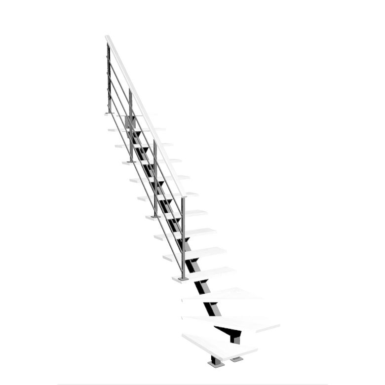 Escalier Elliot 1/4 t. bas Hêtre Eva Blanc h.274 R.280 Gauche Main Image