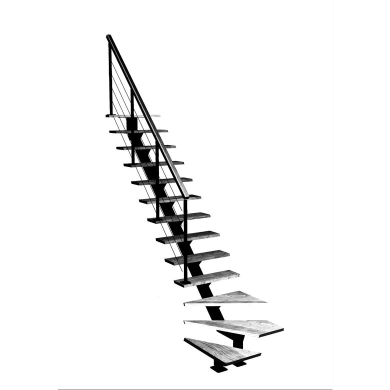 Escalier Elliot 1/4 t. bas Hêtre Cubik câbles Noir h.274 R.280 Gauche Main Image