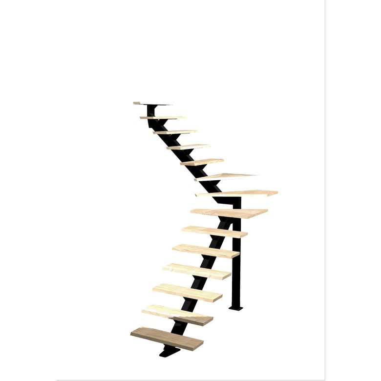 Escalier Elliot 1/4 t. inter Hêtre S/Rampe  h.274 R.176 Gauche Main Image