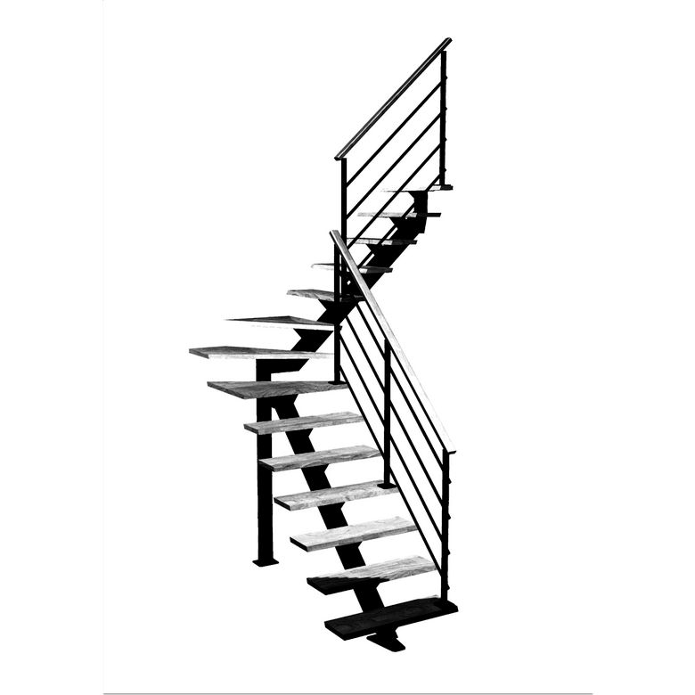 Escalier Elliot 1/4 t. inter Hêtre Eva Noir h.274 R.176 Droite Main Image