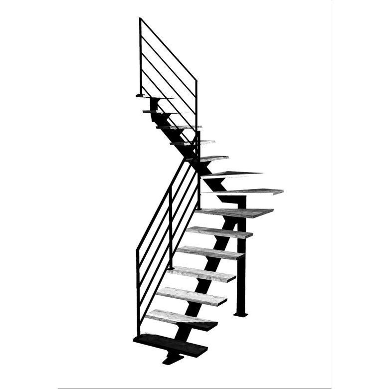 Escalier Elliot quart tournant intermédiaire rampe Fera