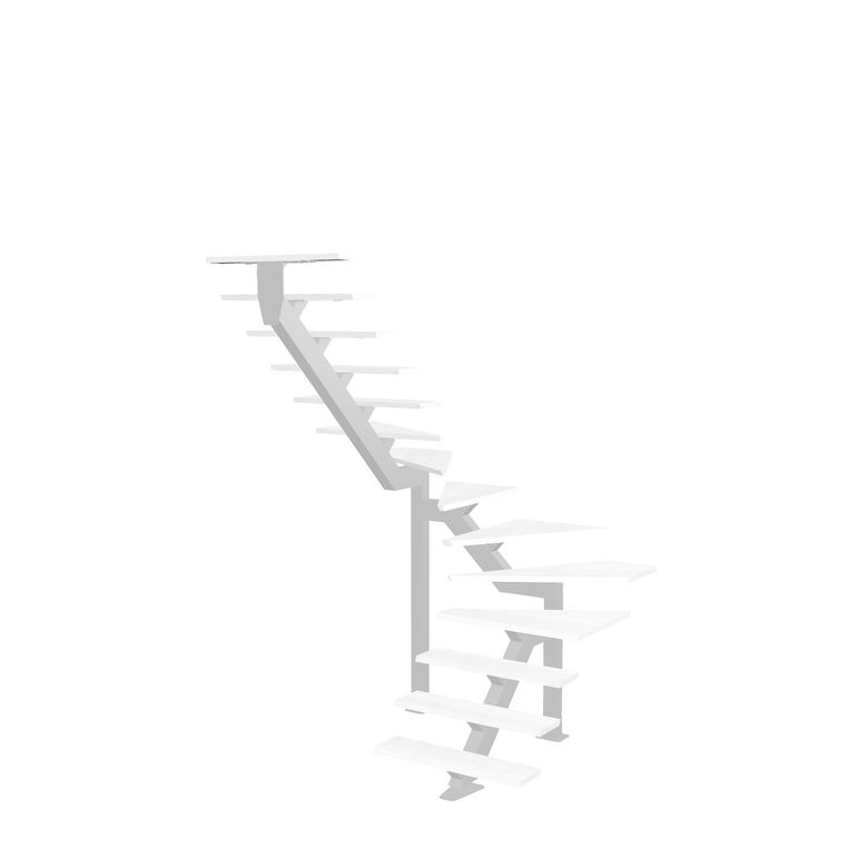 Escalier Elliot 2/4 t. inter Hêtre S/Rampe Blanc h.274 R.197 Gauche Main Image
