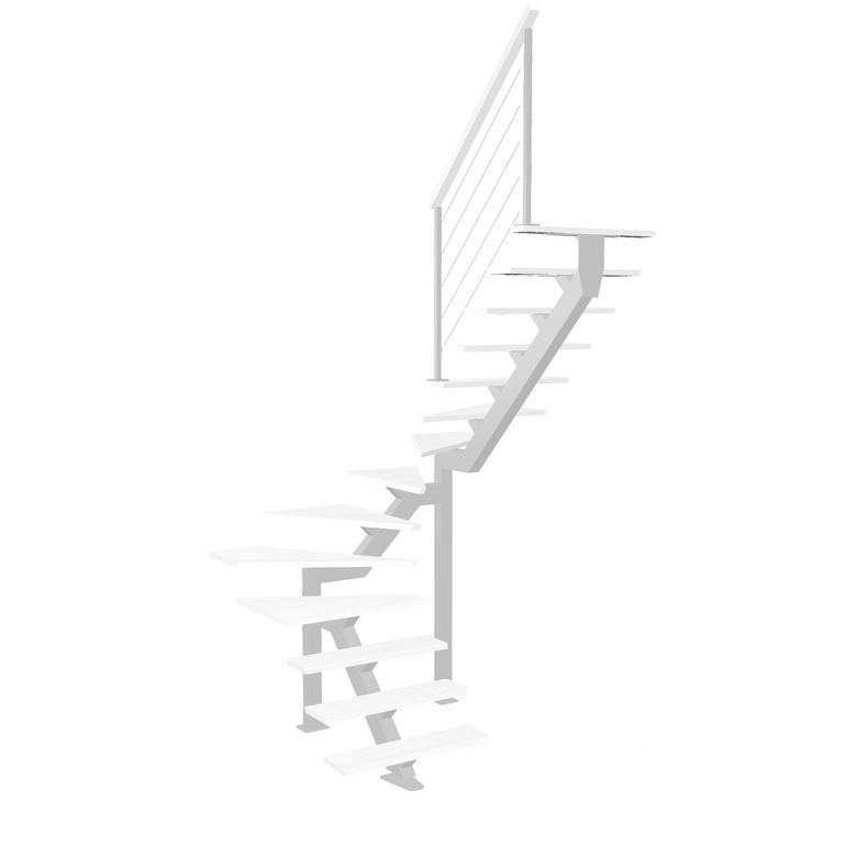 Escalier Elliot double quart tournant intermédiaire rampe Cubik câbles