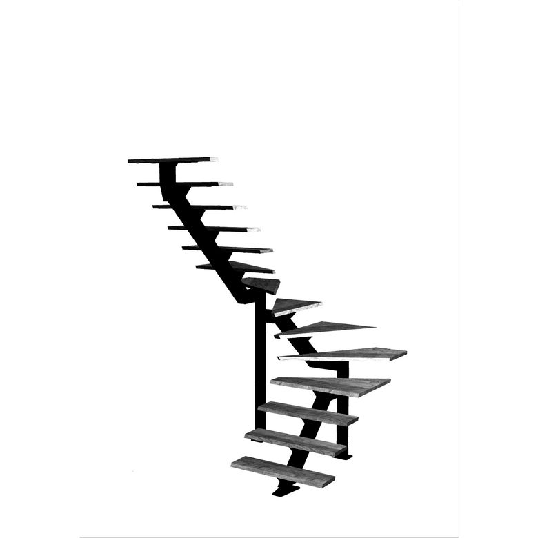 Escalier Elliot 2/4 t. inter Hêtre S/Rampe Noir h.274 R.197 Gauche Main Image