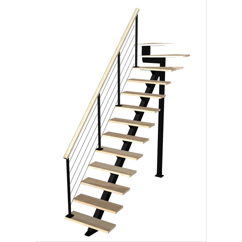 Escalier Elliot 1/4 t. haut Hêtre Cubik câbles  h.274 R.82 Gauche Main Image