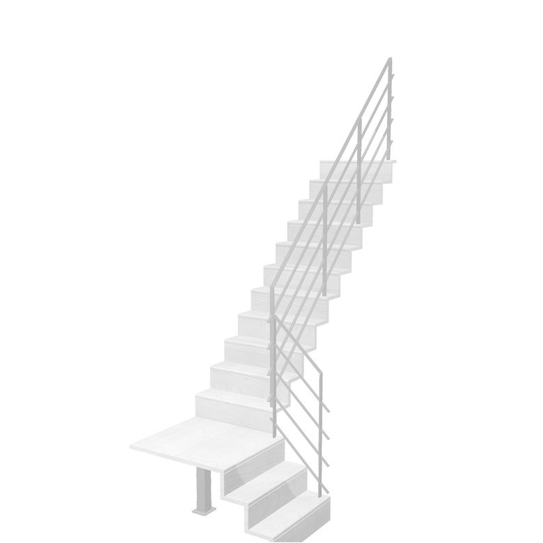 Escalier Jazz 1/4 t. palier Hêtre Fera Blanc h.273 R.300 Droite Main Image