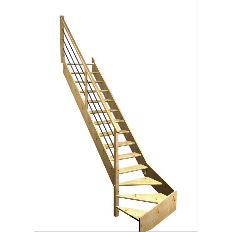 Escalier Aria quart tournant bas rampe Régate tubes inox