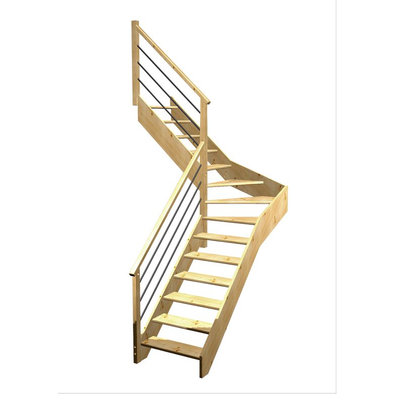 Escalier Aria quart tournant intermédiaire rampe Régate tubes acier