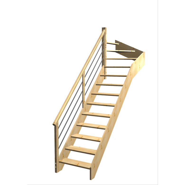Escalier Aria quart tournant haut rampe Régate tubes acier