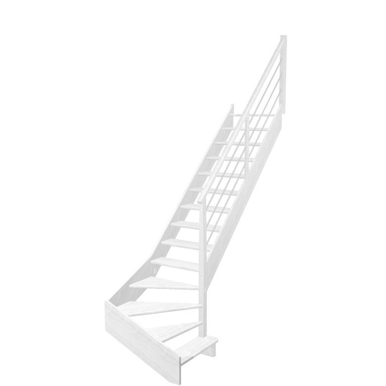 Escalier Aria quart tournant bas marche débordante rampe Régate tubes acier