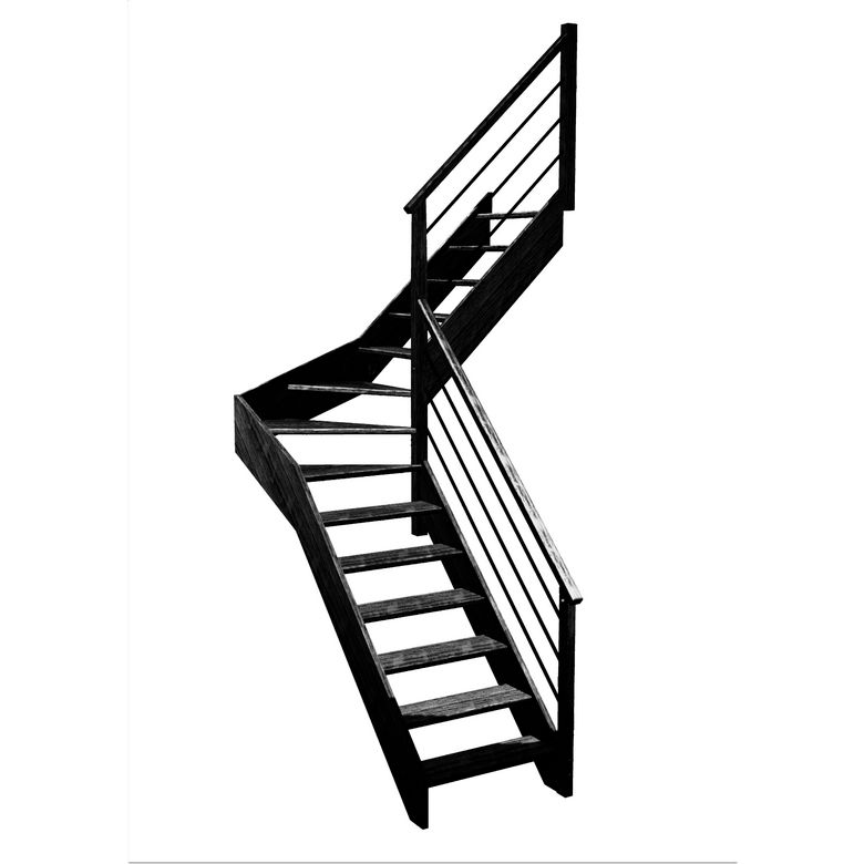 Escalier Aria quart tournant intermédiaire rampe Régate tubes inox