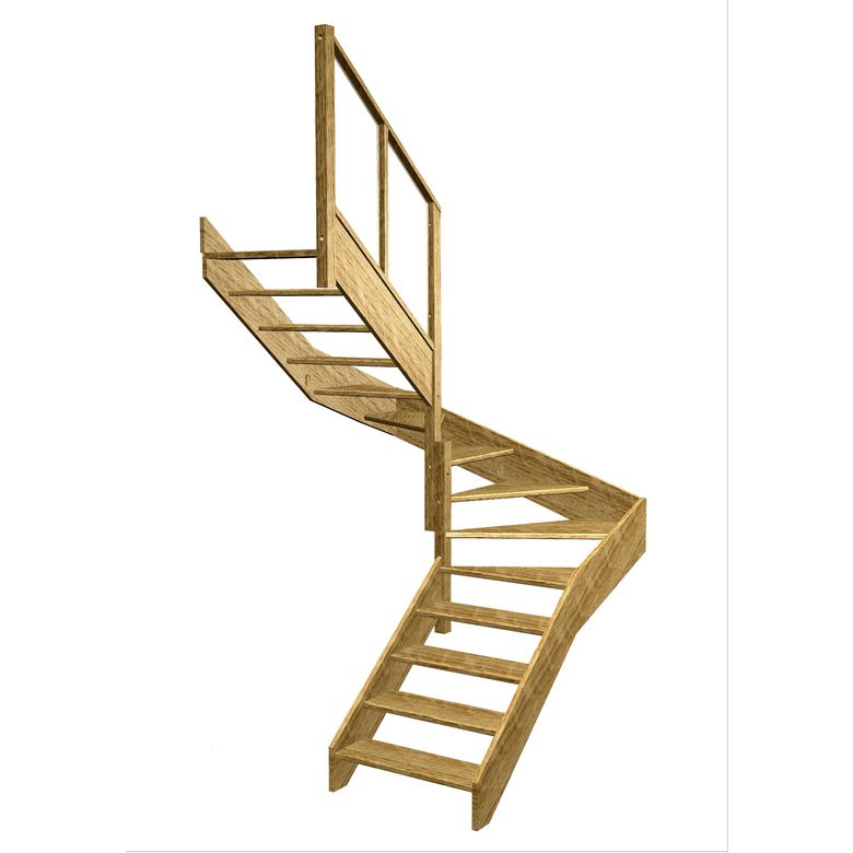 Escalier Aria double quart tournant intermédiaire rampe Emerence