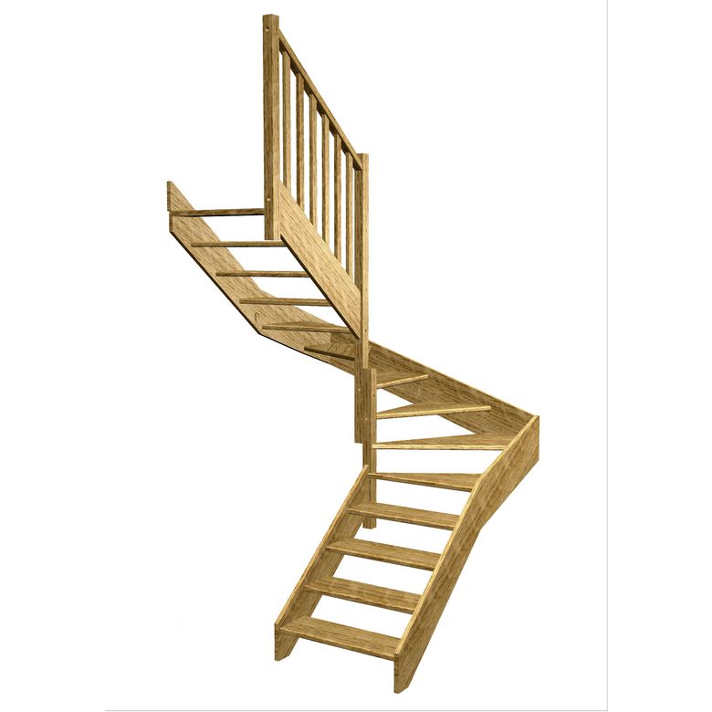 Escalier Aria double quart tournant intermédiaire sans rampe