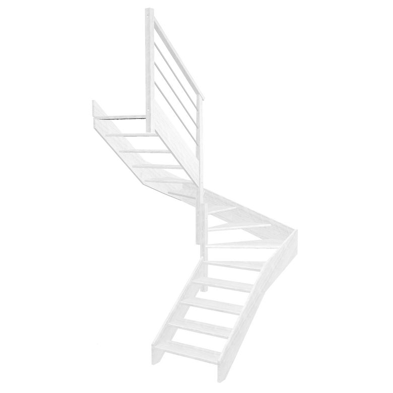 Escalier Aria double quart tournant intermédiaire rampe Régate tubes inox