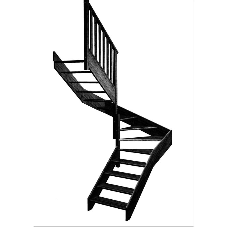 Escalier Aria double quart tournant intermédiaire rampe Idéal
