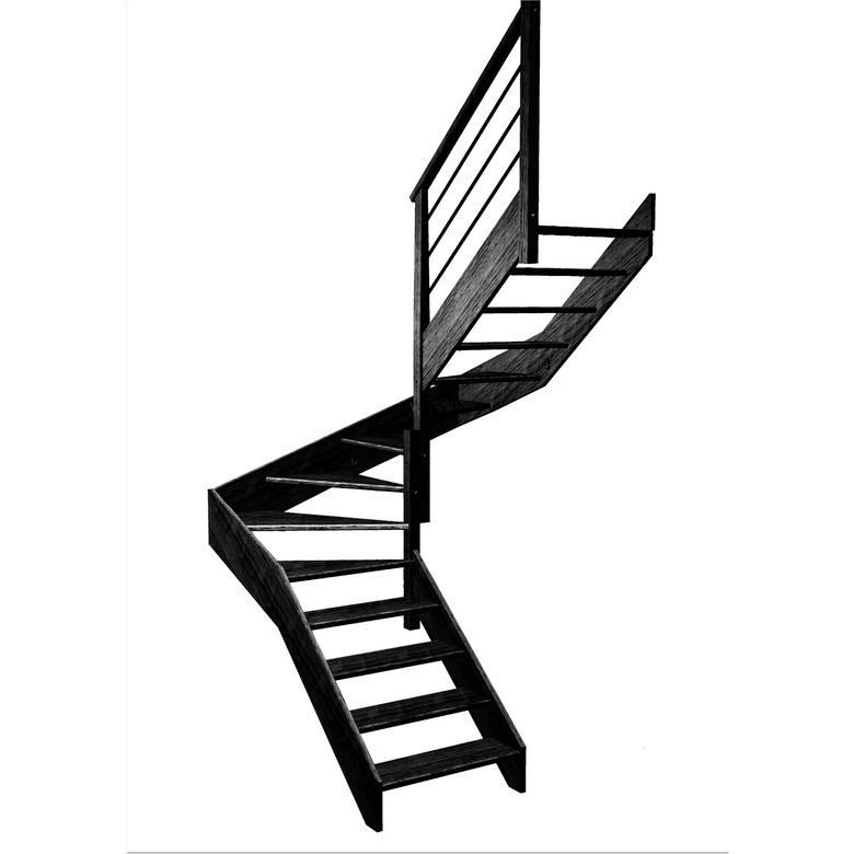 Escalier Aria double quart tournant intermédiaire rampe Régate tubes acier