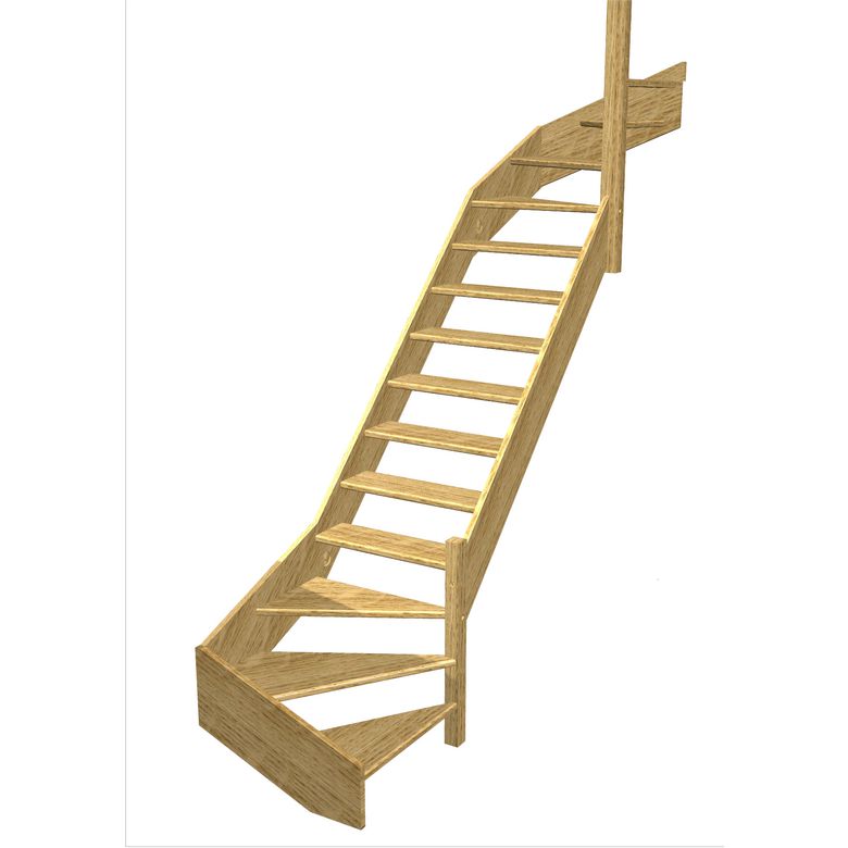 Escalier Aria double quart tournant haut & bas sans rampe