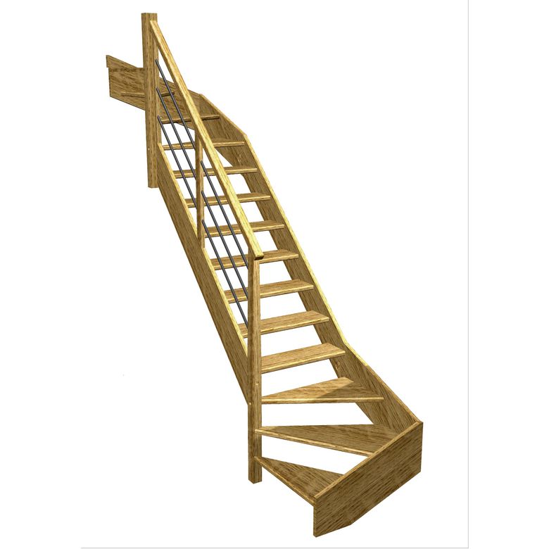 Escalier Aria double quart tournant haut & bas rampe Régate tubes acier
