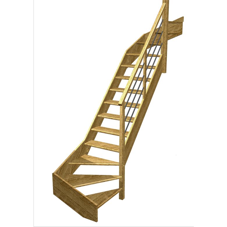 Escalier Aria double quart tournant haut & bas rampe Régate tubes inox