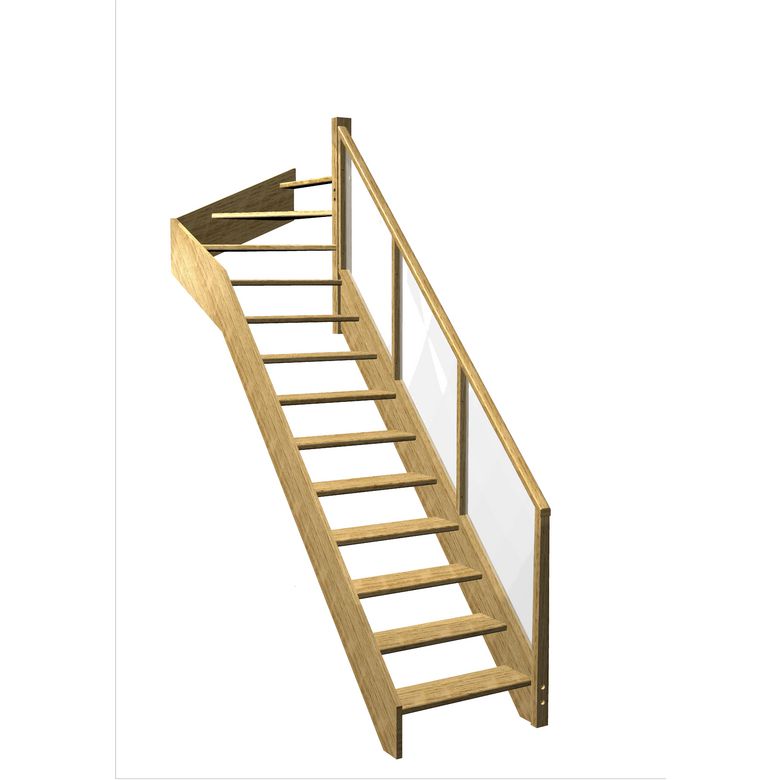 Escalier Aria 1/4 t. haut Chêne Emerence Vernis inc. h.274 R.85 Droite Main Image