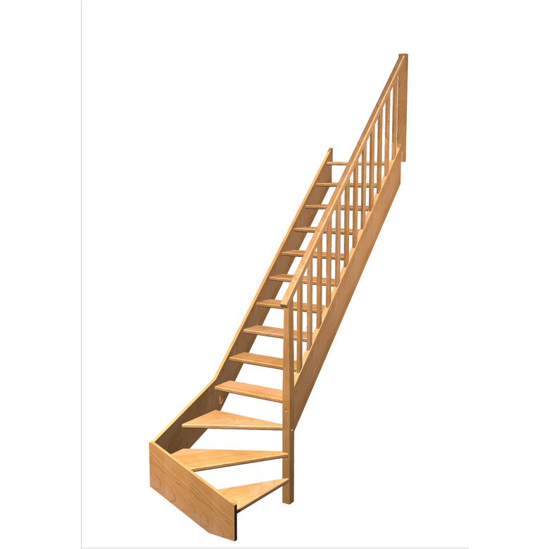 Escalier Aria 1/4 t. bas Hêtre Idéal Vernis inc. h.274 R.280 Droite Main Image