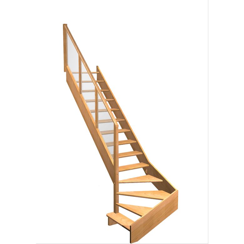 Escalier Aria quart tournant bas marche débordante rampe Emerence