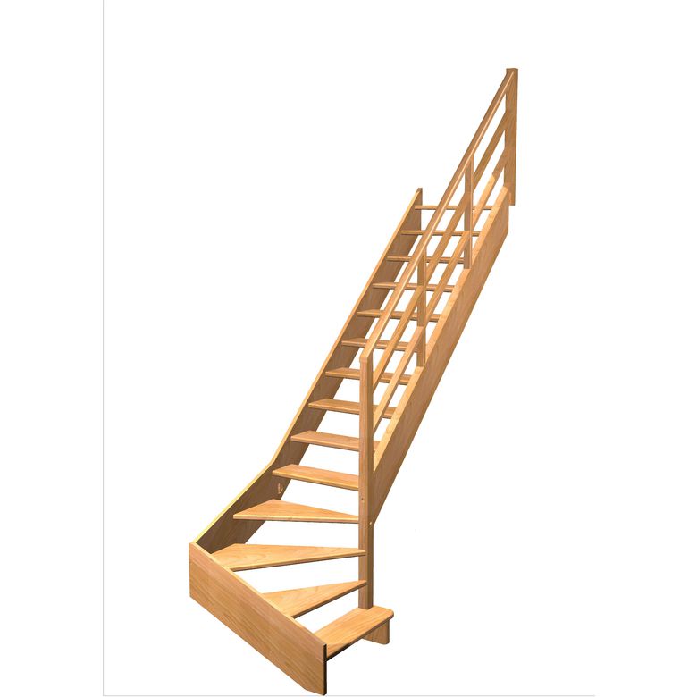 Escalier Aria 1/4 t. bas déb. Hêtre Eden Vernis inc. h.274 R.280 Droite Main Image