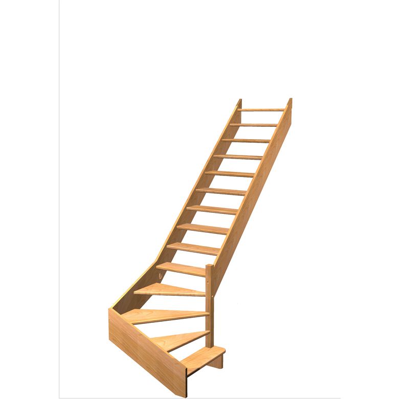 Escalier Aria quart tournant bas marche débordante sans rampe