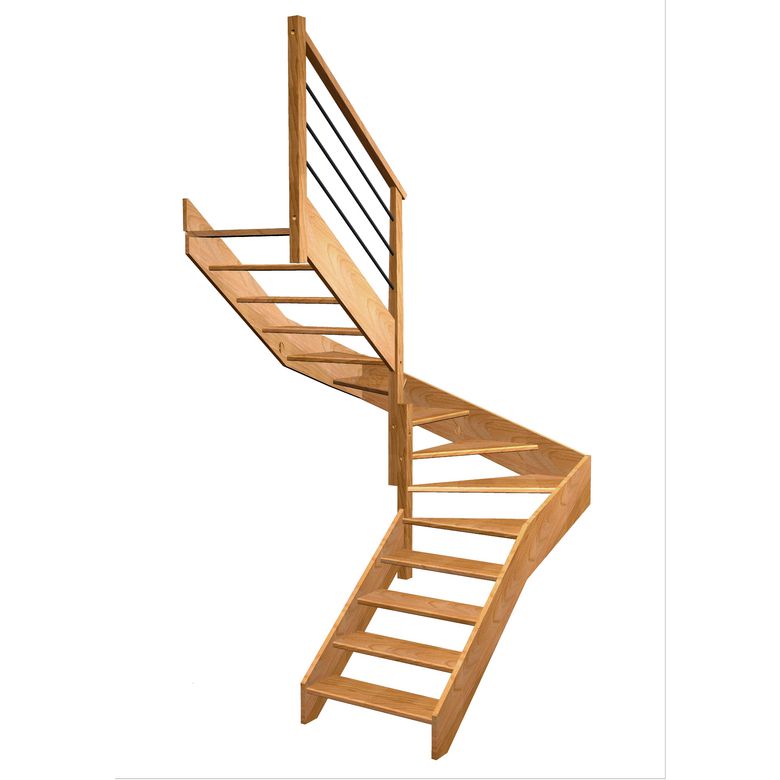 Escalier Aria double quart tournant intermédiaire rampe Régate tubes inox