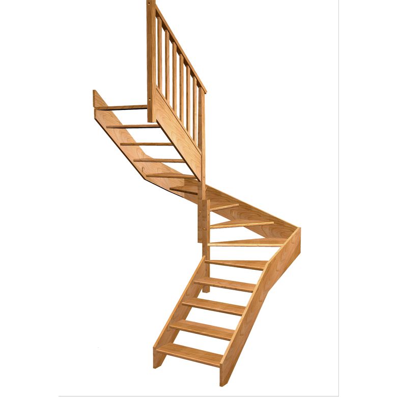 Escalier Aria double quart tournant intermédiaire rampe Idéal