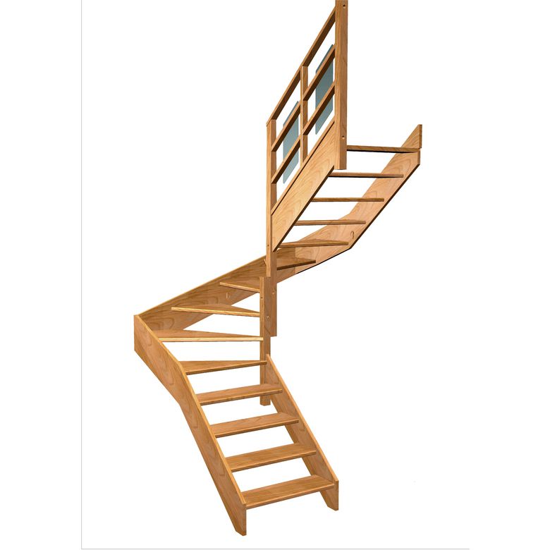 Escalier Aria double quart tournant intermédiaire rampe Eden