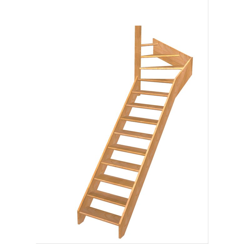 Escalier Aria 1/4 t. haut Hêtre S/Rampe  h.274 R.85 Gauche Main Image